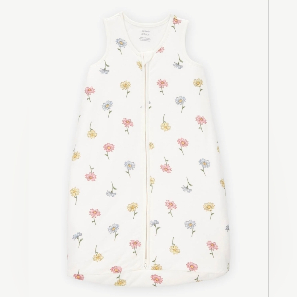 Carter's Baby 2-Way Zip Floral PurelySoft Wearable Blanket - Ivory Floral Medium - Picture 12 of 12